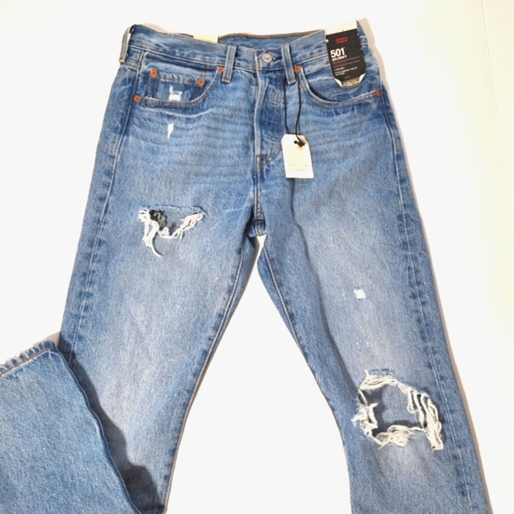 💎NWT Levi's 501 Skinny Distressed Medium Wash Jeans - Picture 15 of 16